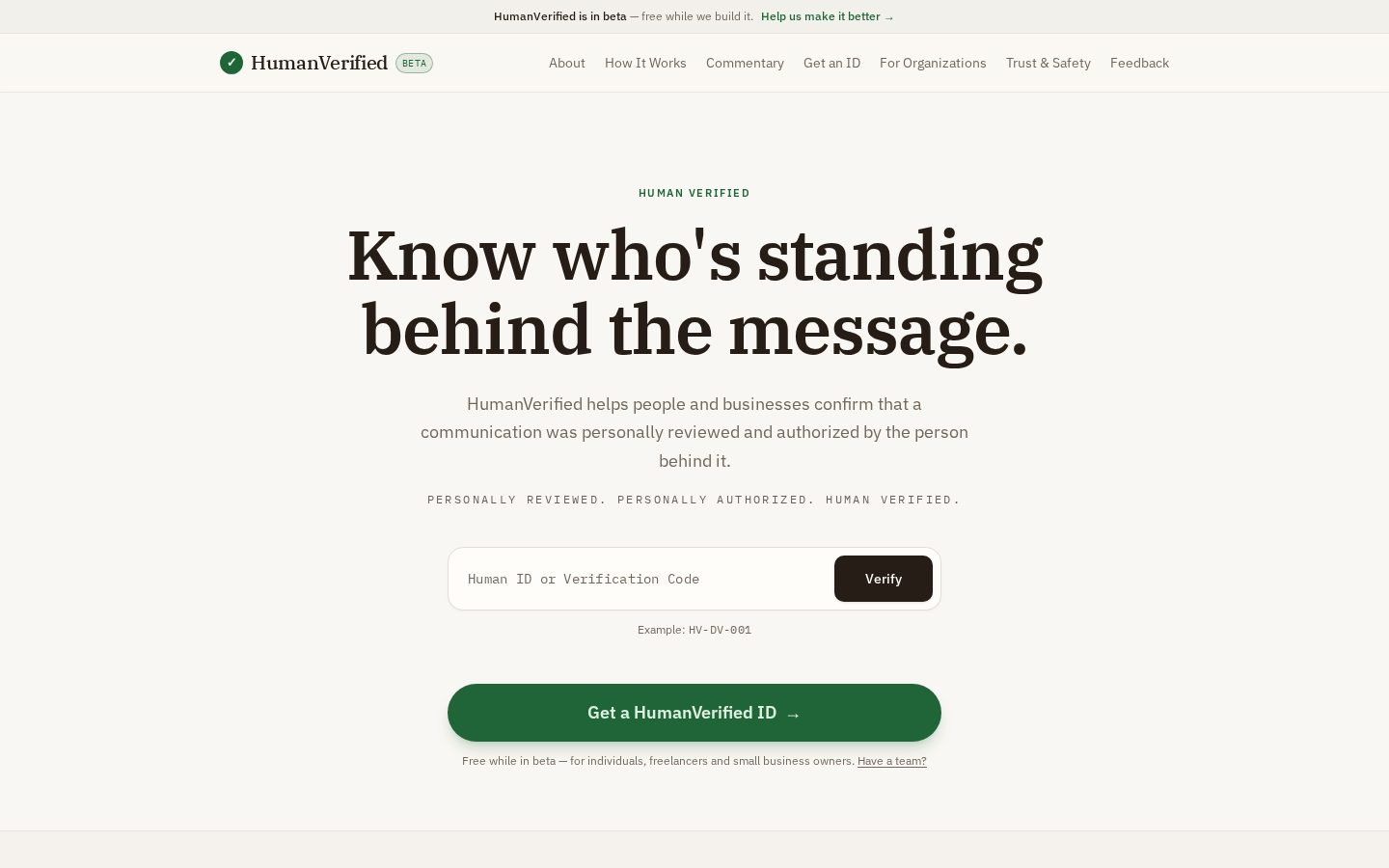 Human Verified website